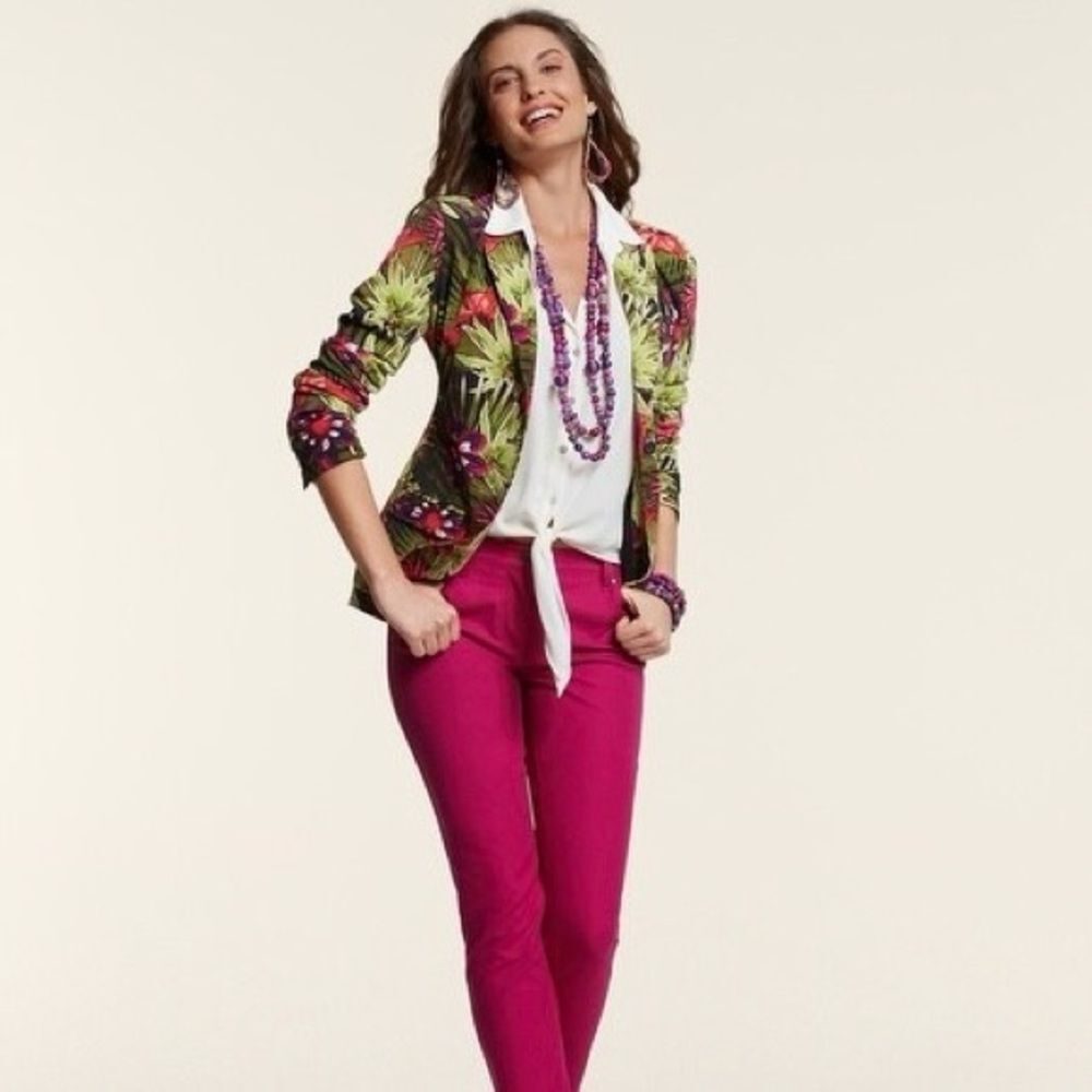 Chicos NWT Multicolor Floral Blazer Tropical Size 0 (4 - S)